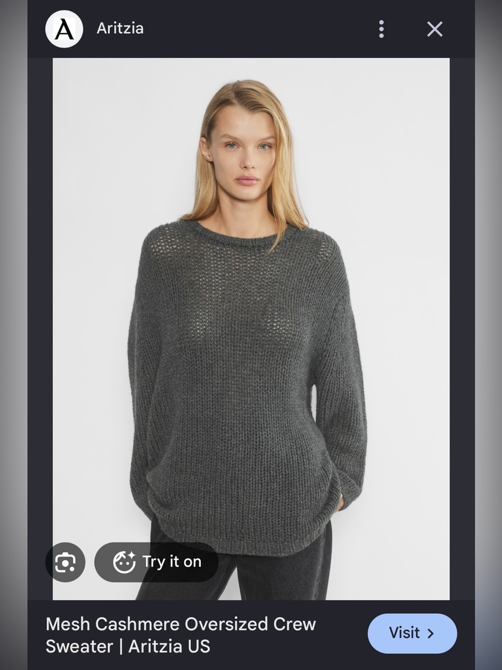 Aritzia Mesh oversized cashmere sweater